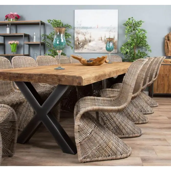 3m Reclaimed Teak Urban Fusion Dining Table with 10 Zorro Chairs - 6