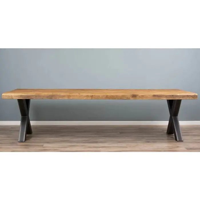 3m Reclaimed Teak Urban Fusion Dining Table with 2 Backless Benches - 7