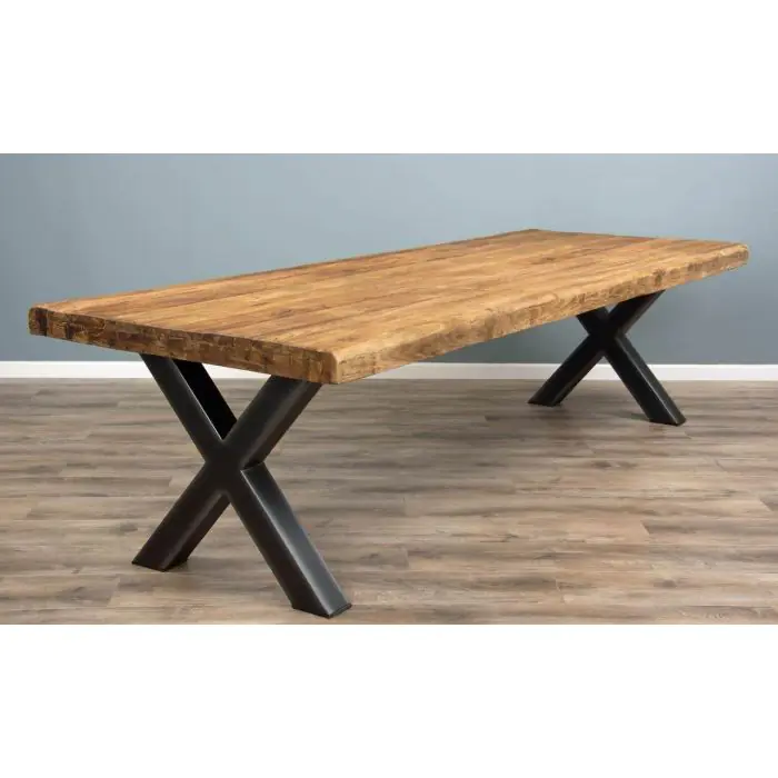 3m Reclaimed Teak Urban Fusion Dining Table with 2 Backless Benches - 9