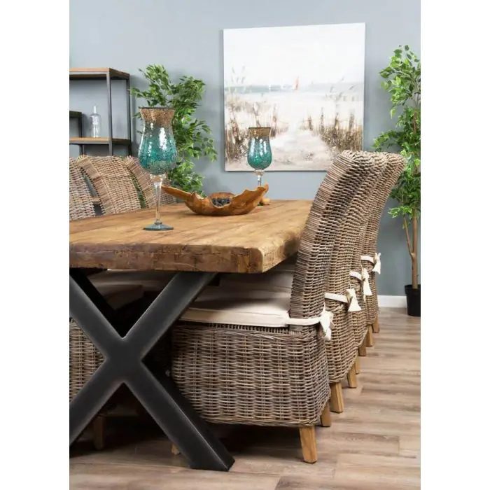 3m Reclaimed Teak Urban Fusion Dining Table with 8 Latifa Chairs  - 0