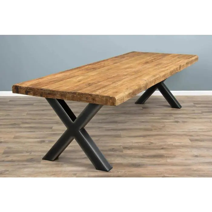 3m Reclaimed Teak Urban Fusion Dining Table with 1 Backless Bench and 5 Zorro Chairs - 17