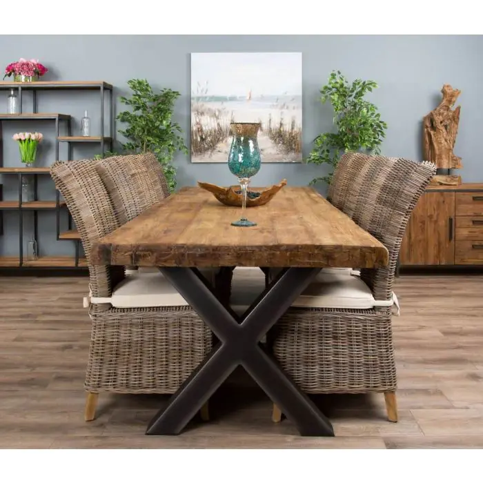 3m Reclaimed Teak Urban Fusion Dining Table with 8 Latifa Chairs  - 2