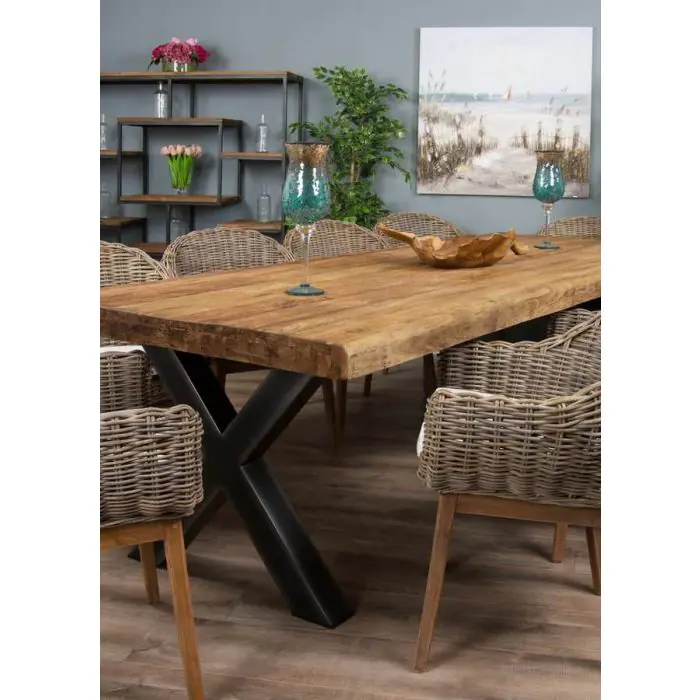 3m Reclaimed Teak Urban Fusion Dining Table with 8 Scandi Armchairs - 16