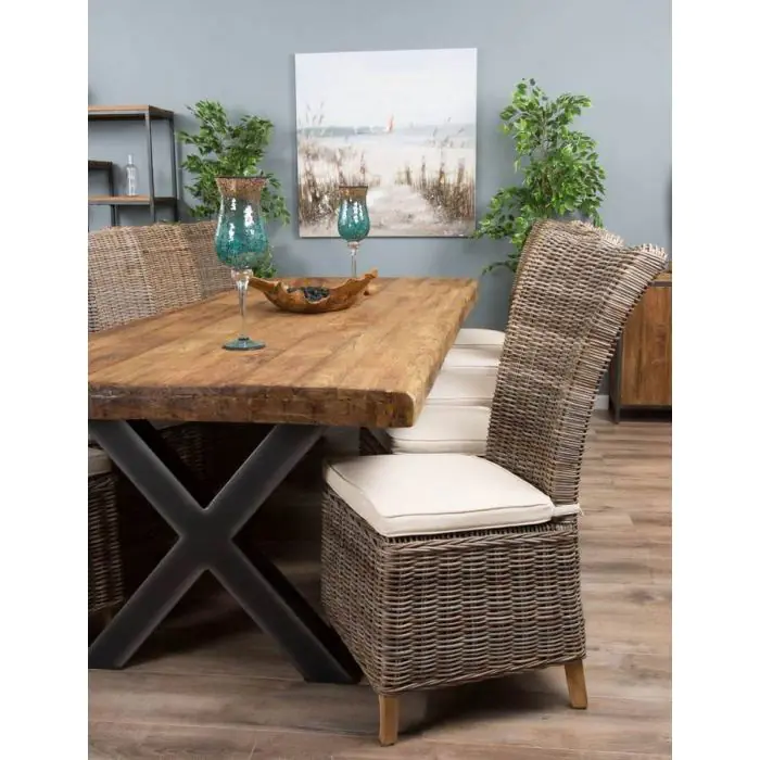 3m Reclaimed Teak Urban Fusion Dining Table with 10 Latifa Chairs  - 5