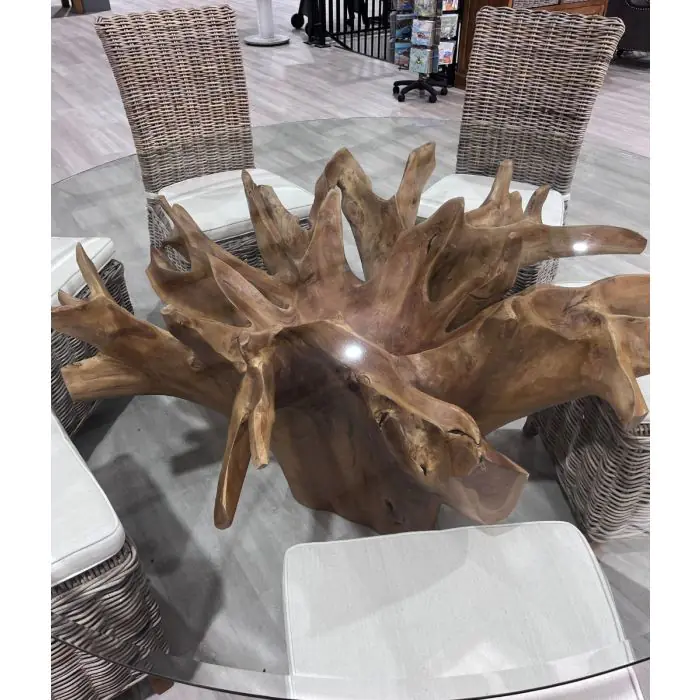 1.8m Reclaimed Teak Root Flute Circular Dining Table - 3
