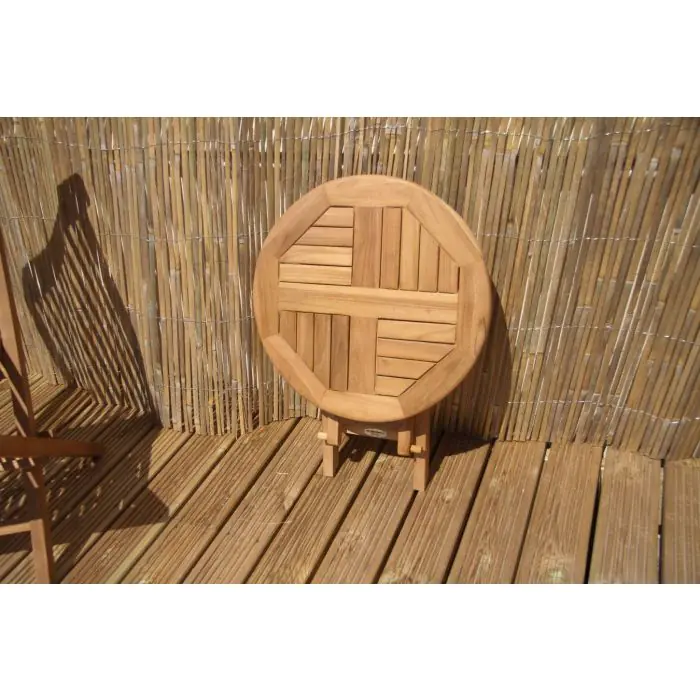 50cm Teak Circular Folding Table - 4