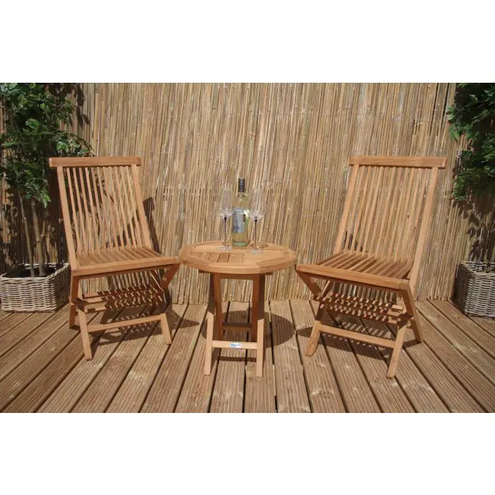 50cm Teak Circular Folding Table - 3