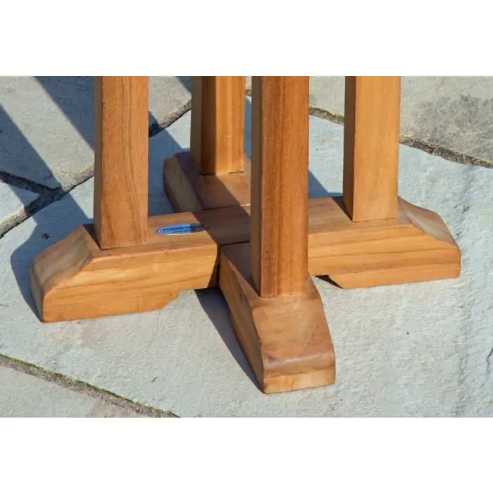 60cm Teak Circular Pedestal Table with 2 Marley Chairs - 9