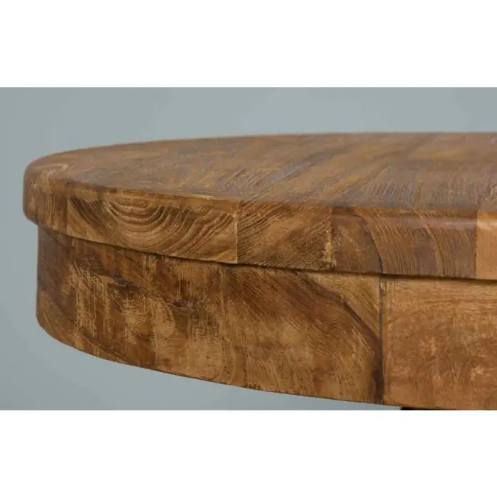 60cm Reclaimed Teak Circular Pedestal Table with 2 Stackable Zorro Chairs - 2