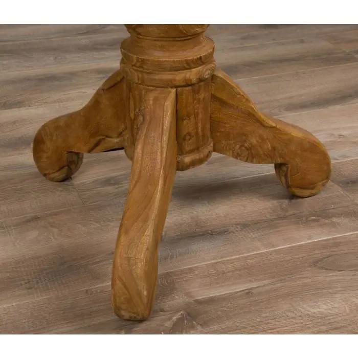60cm Reclaimed Teak Circular Pedestal Table with 2 Stackable Zorro Chairs - 3