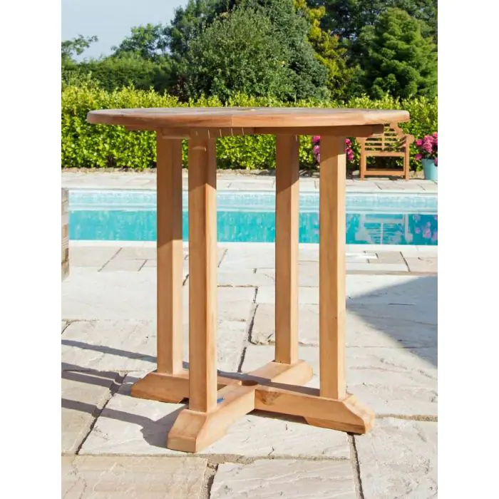 80cm Teak Circular Pedestal Table with 4 Marley Chairs / Armchairs - 12
