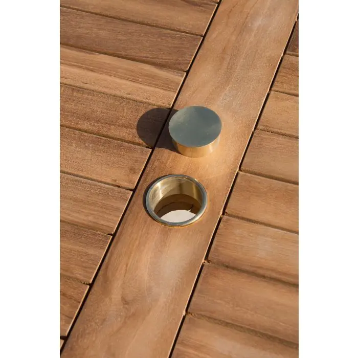 80cm Teak Circular Pedestal Table with 2 Classic Folding Chairs - 6