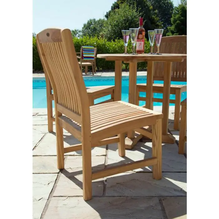 80cm Teak Circular Pedestal Table with 4 Marley Chairs / Armchairs - 3