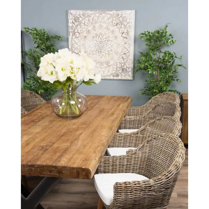 3m Reclaimed Teak Urban Fusion Dining Table with 8 Scandi Armchairs - 5