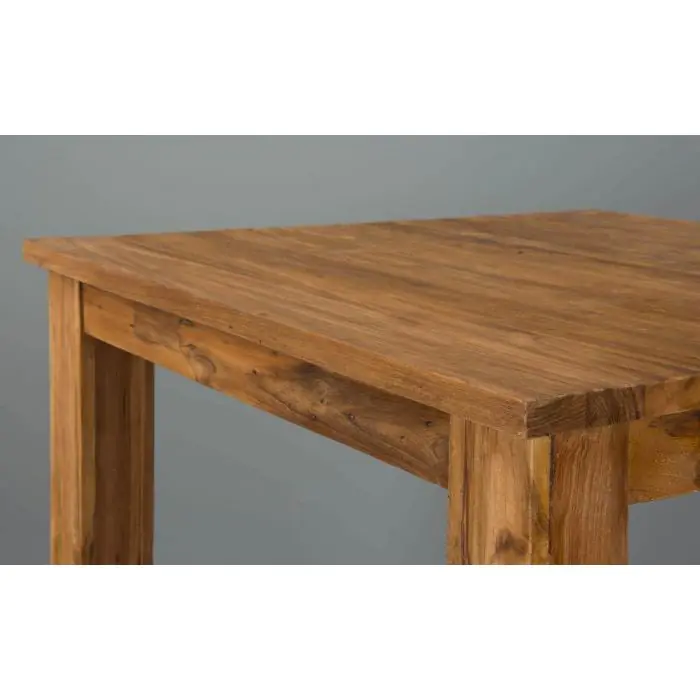 1.2m Reclaimed Teak Rectangular Bar Table with 4 Kubu Wicker Bar Stools - 3