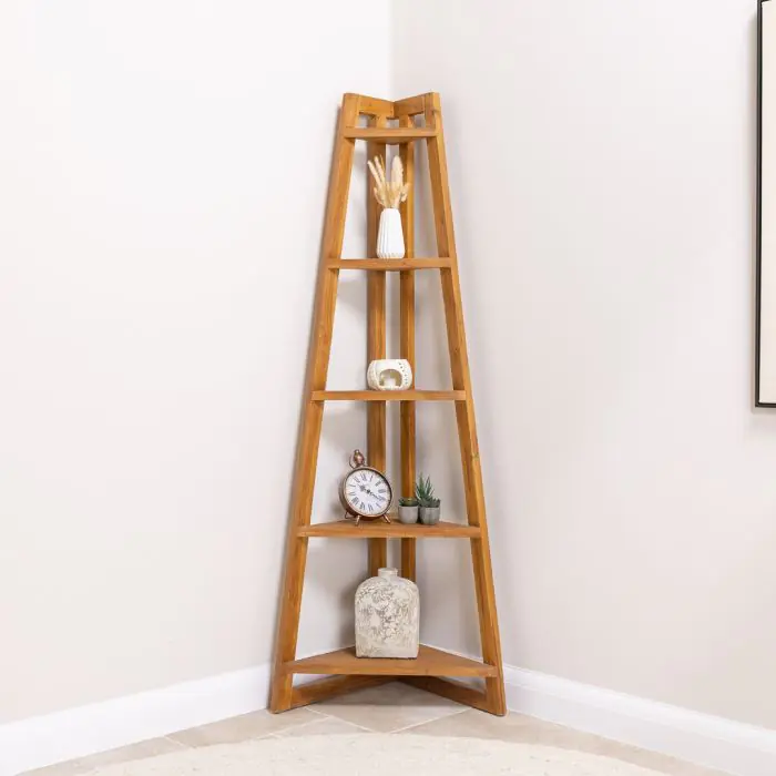 Reclaimed Teak Ladder Shelf - Corner - 0