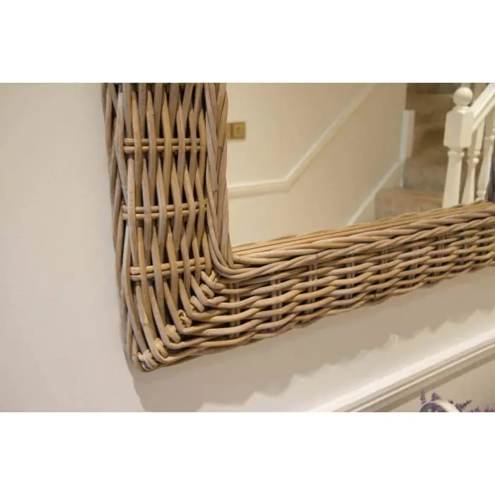Natural Kubu Grey Wicker Mirror - Square - 6
