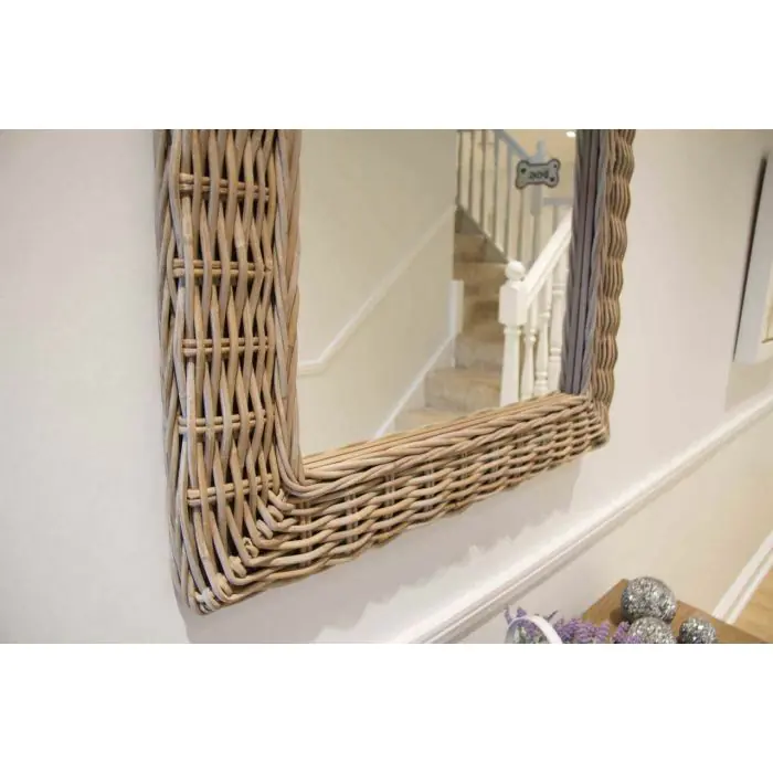 Natural Kubu Grey Wicker Mirror - Square - 4