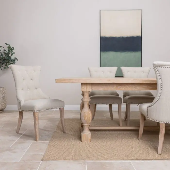 American Oak Solid Dining Table (Light Oak) with 8 Natural Windsor Ring Back Chairs - 2