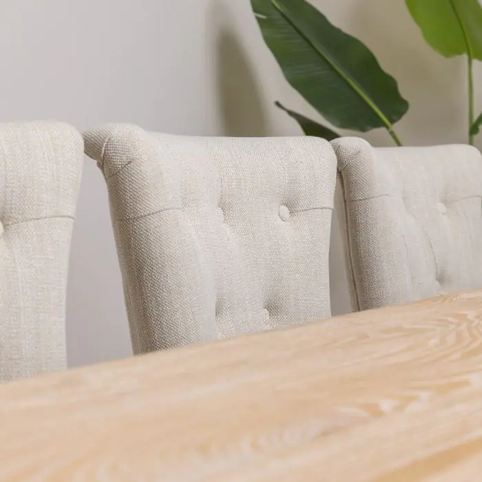 American Oak Solid Dining Table (Light Oak) with 8 Natural Windsor Ring Back Chairs - 6