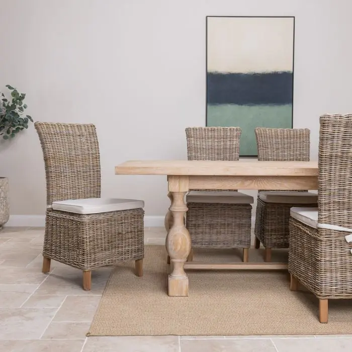 American Oak Solid Dining Table (Light Oak) with 8 Latifa Dining Chairs - 1