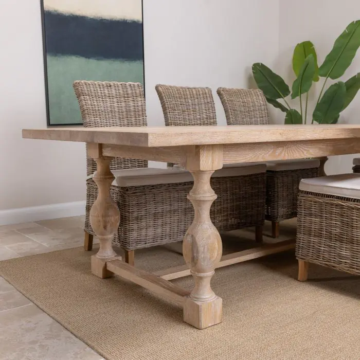 American Oak Solid Dining Table (Light Oak) with 8 Latifa Dining Chairs - 4