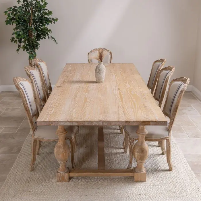 American Oak Solid Dining Table (Light Oak) with 8 Beaumont Dining Chairs - 4
