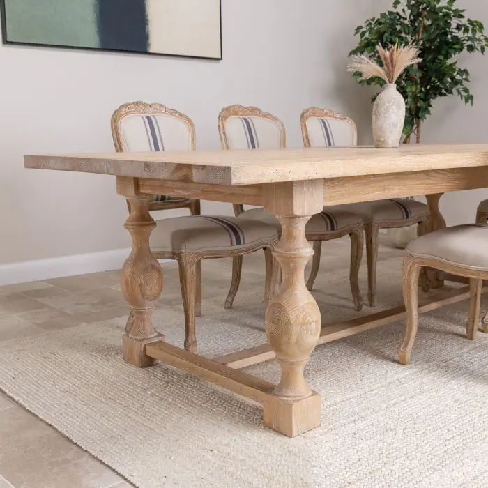 American Oak Solid Dining Table (Light Oak) with 8 Beaumont Dining Chairs - 2