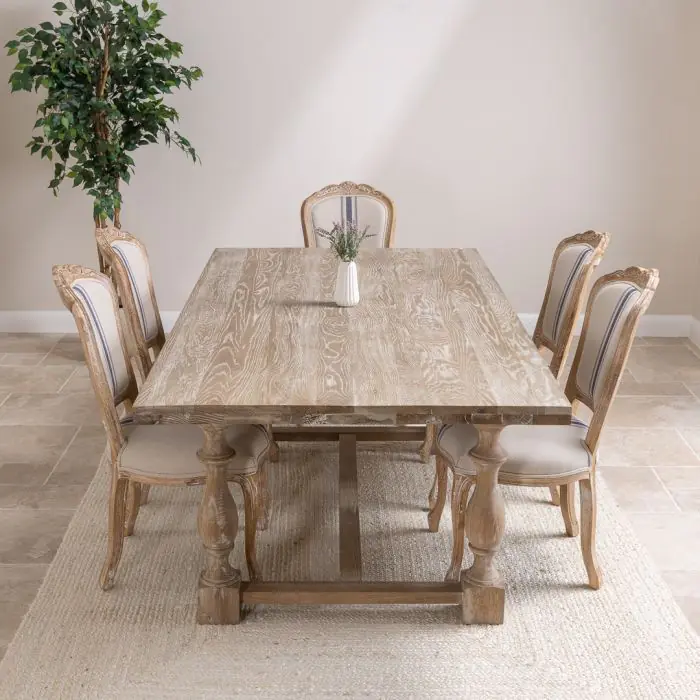 American Oak Solid Dining Table (Dark Oak) with 6 Beaumont Dining Chairs - 1
