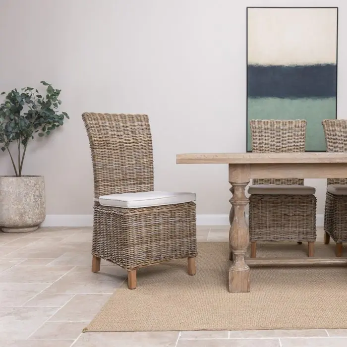 American Oak Solid Dining Table (Dark Oak) with 6 Latifa Dining Tables - 4