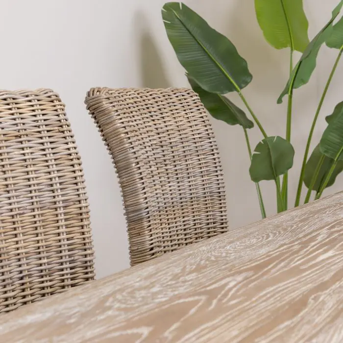 American Oak Solid Dining Table (Dark Oak) with 6 Latifa Dining Tables - 5