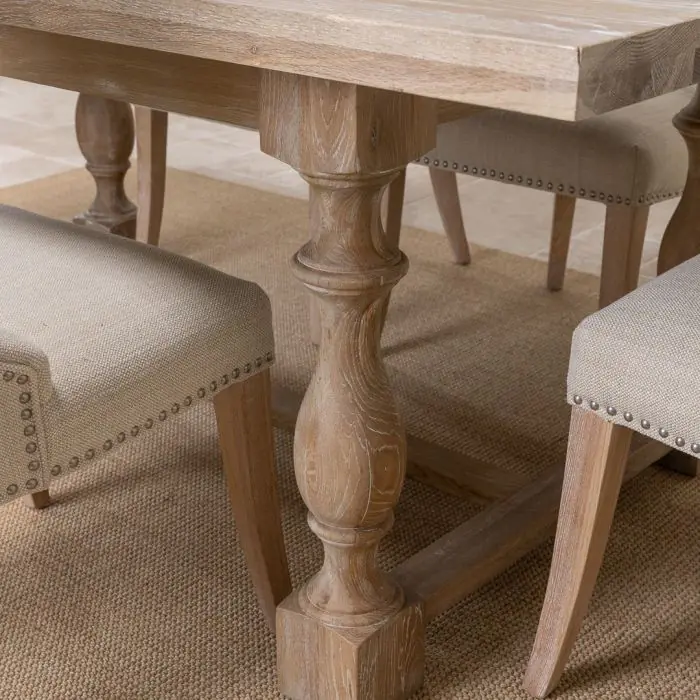 American Oak Solid Dining Table (Dark Oak) with 6 Natural Windsor Ring Back Chairs - 8