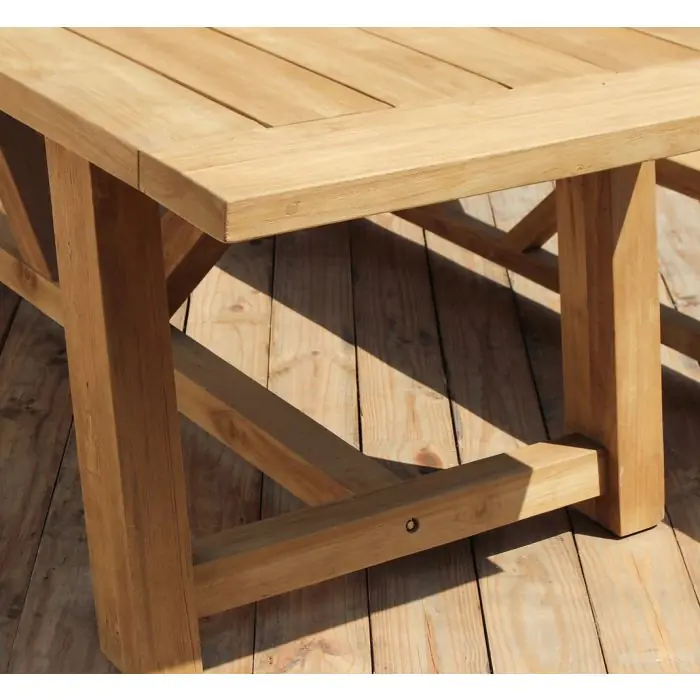 3.2m Reclaimed Teak Bali Outdoor Dining Table With 2 Backless Benches - 3