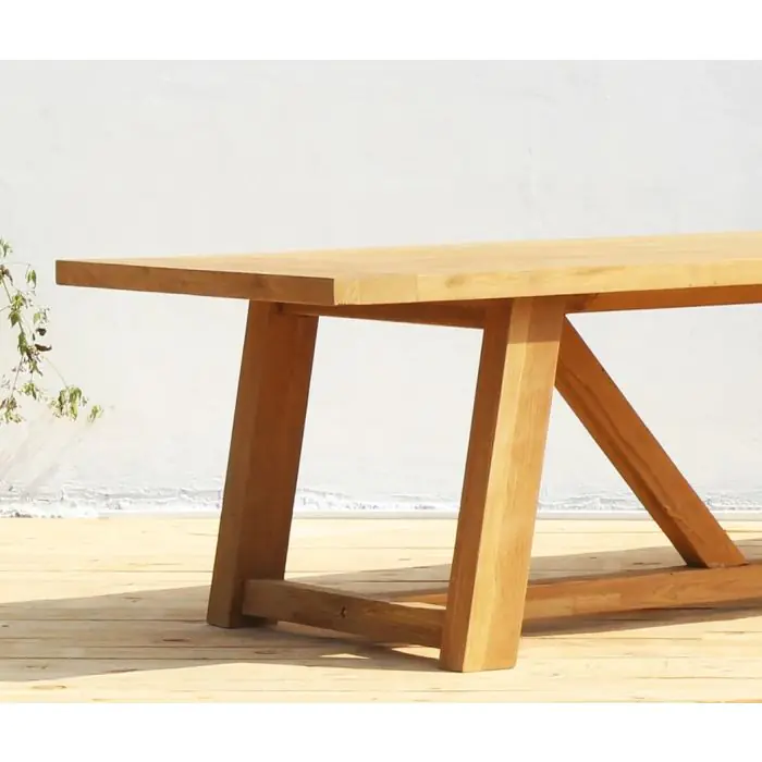 2.6m Reclaimed Teak Bali Outdoor Dining Table With 2 Backless Benches - 1