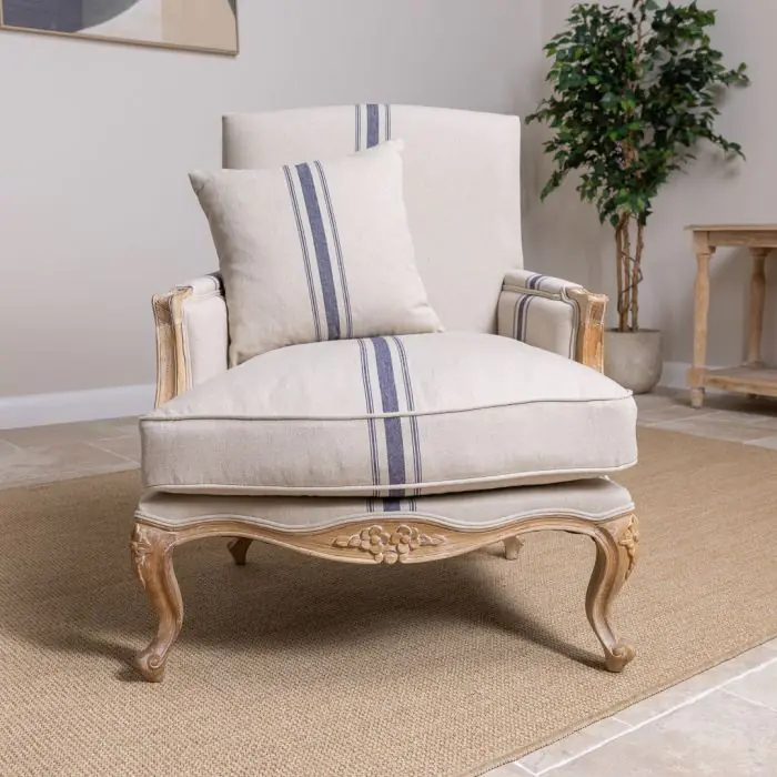 American Oak Beaumont Stripe Sofa Chair - 1