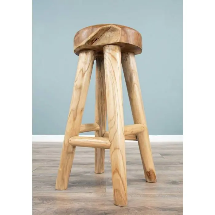 Alpine Chunky Teak Barstool - 1
