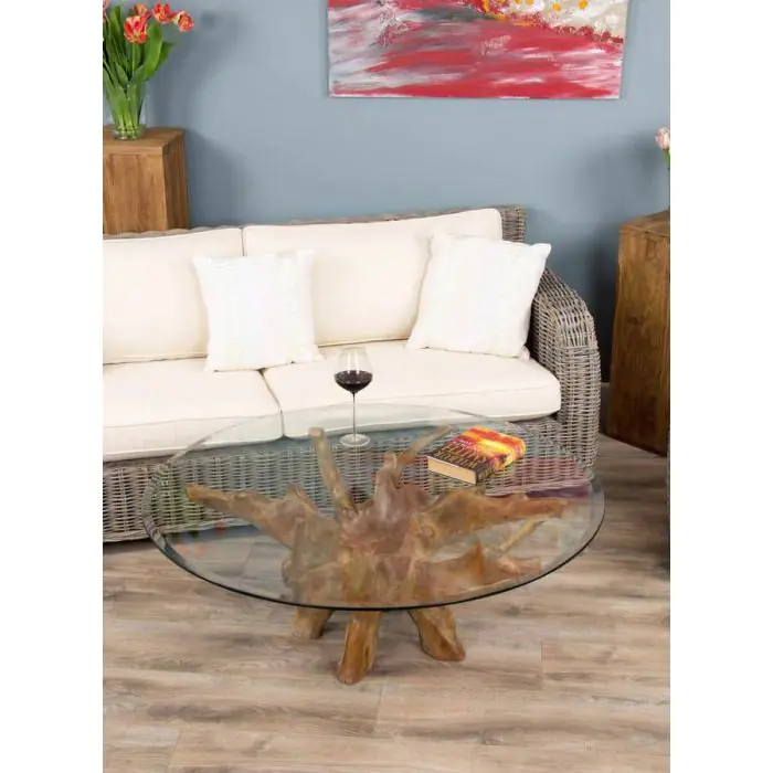 1.2m Reclaimed Teak Root Circular Coffee Table - 5