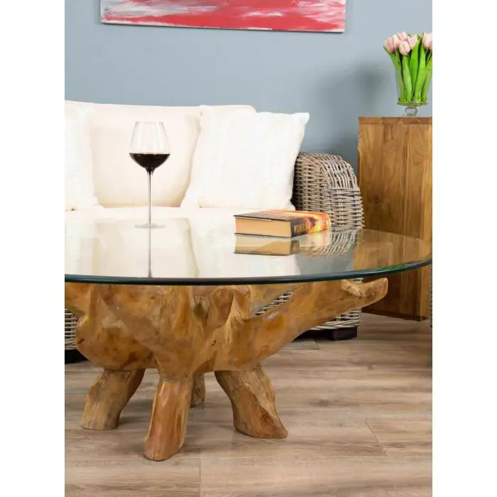 1.2m Reclaimed Teak Root Circular Coffee Table - 9