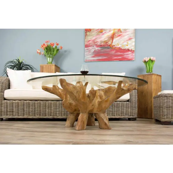 1.2m Reclaimed Teak Root Circular Coffee Table - 8