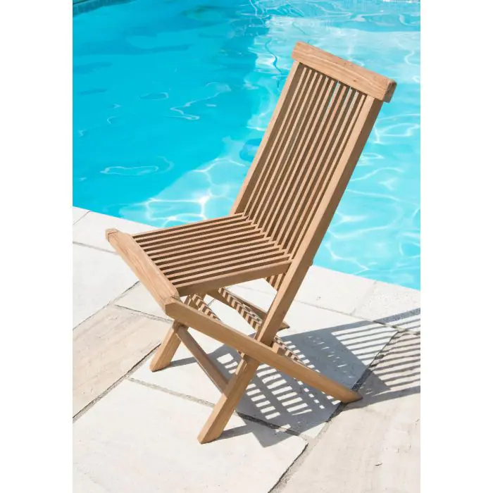 80cm x 1.5m-2.1m Teak Oval Extending Table with 6 Classic Folding Chairs  - 3