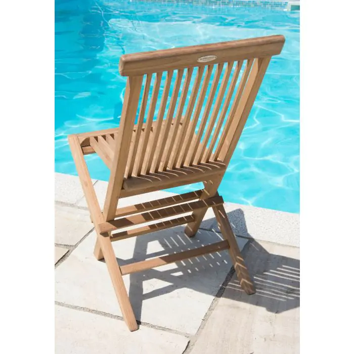 1m Teak Octagonal Folding Table with 4 Classic Folding Chairs / Armchairs - 13