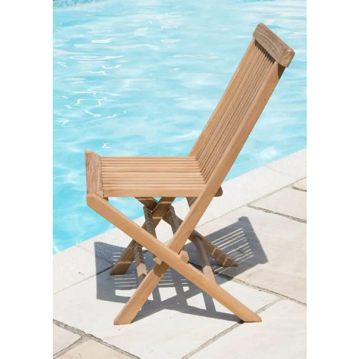 80cm x 1.5m-2.1m Teak Oval Extending Table with 6 Classic Folding Chairs  - 4