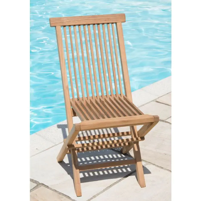 1m Teak Octagonal Folding Table with 4 Kiffa Folding Chairs / Armchairs - 8