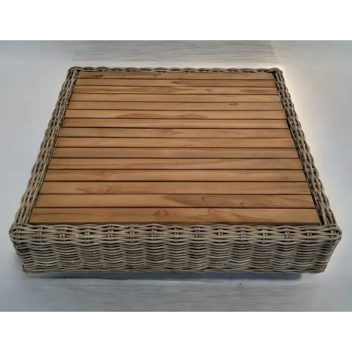 Zuri Natural Wicker and Teak Coffee Table - 2