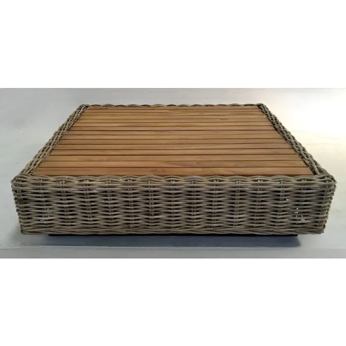 Zuri Natural Wicker and Teak Coffee Table - 1