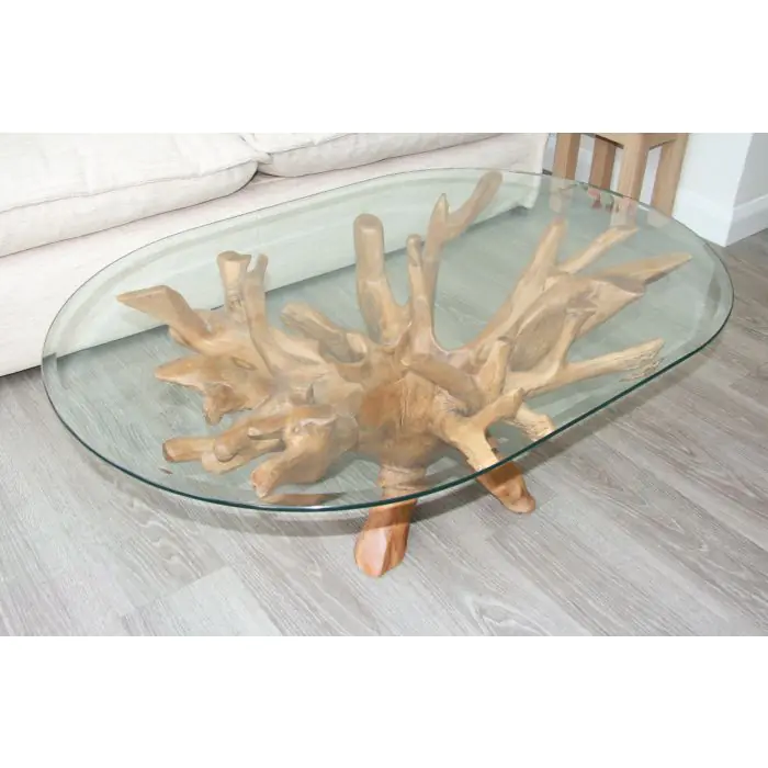 1.2m Reclaimed Teak Root Oval Coffee Table - 3