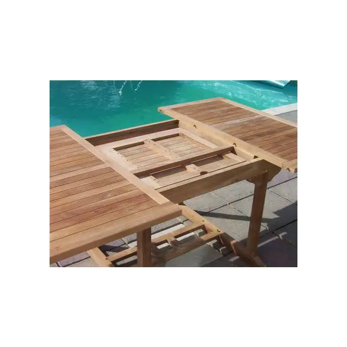 1.2m x 1.2m - 1.8m Teak Square Extending Table with 6 Marley Chairs - 5