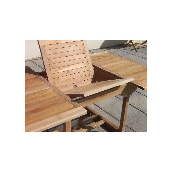 1.2m x 1.2m-1.8m Teak Square Extending Table with 6 Marley Chairs - 6