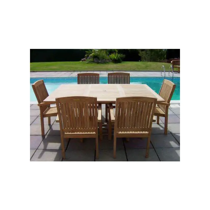 1.2m x 1.2m - 1.8m Teak Square Extending Table with 6 Marley Chairs - 2