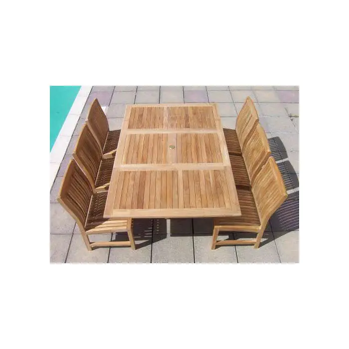 1.2m x 1.2m-1.8m Teak Square Extending Table with 6 Marley Chairs - 2